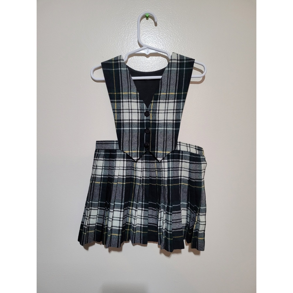 O'Neil‎ of Dublin Plaid Pinafore Dress Kids 2/3 Green Tartan Good Ireland Wool